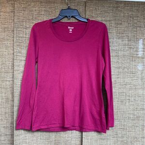 Hanes cotton long sleeve tee shirt color berry